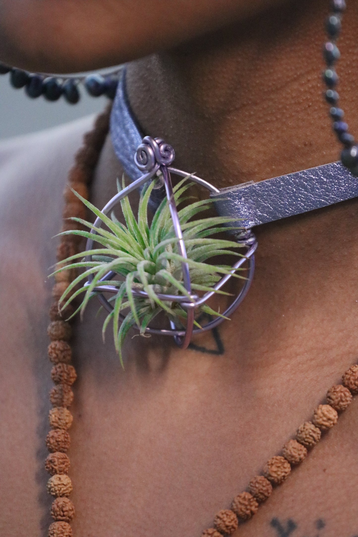 Air Plant Choker Pendant  ~  Flower Chokers + Flower Earrings Set