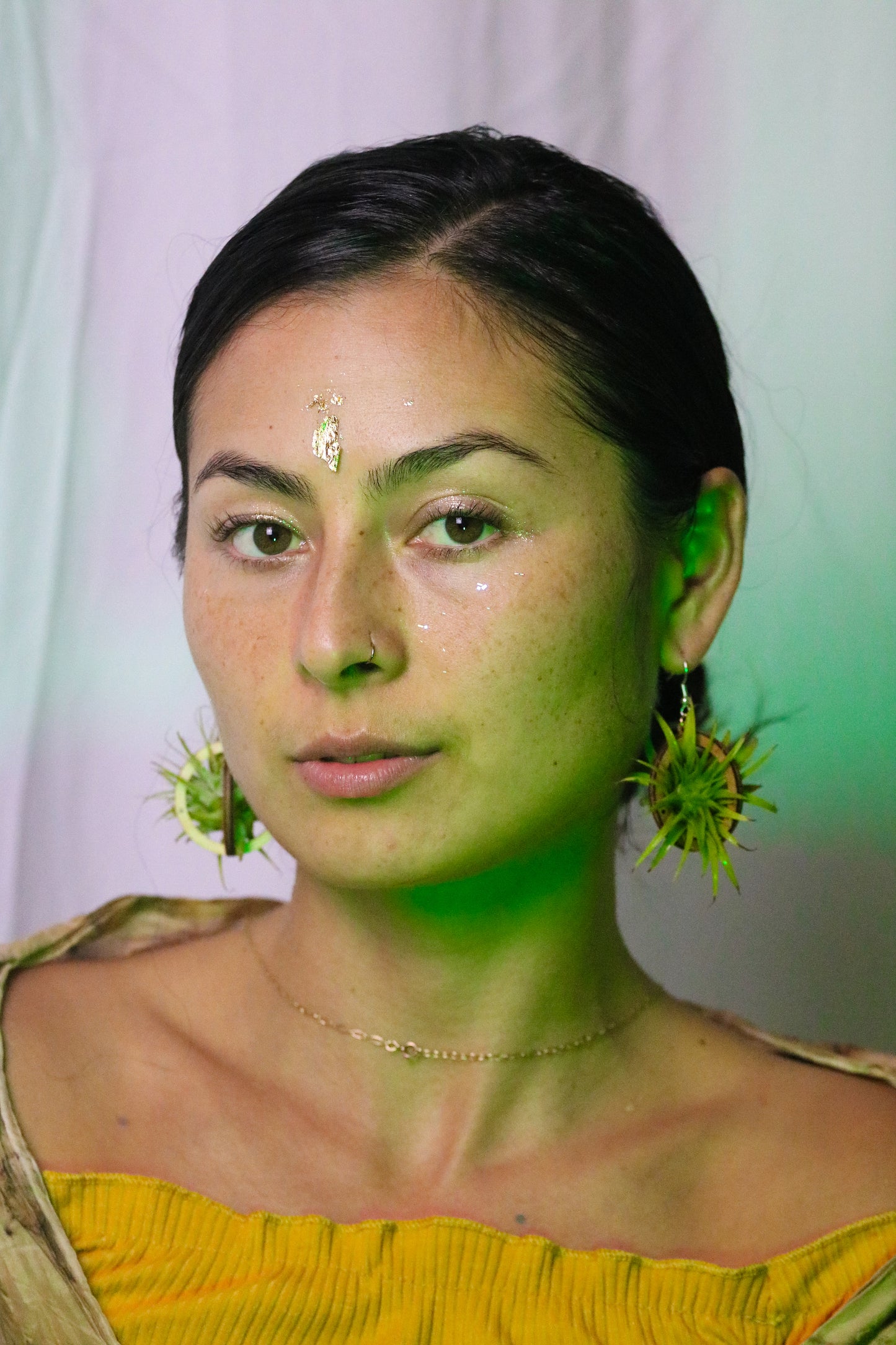 Lasercut Wooden Air Plant Orb Earrings ~ Japanese Tsugite Technique
