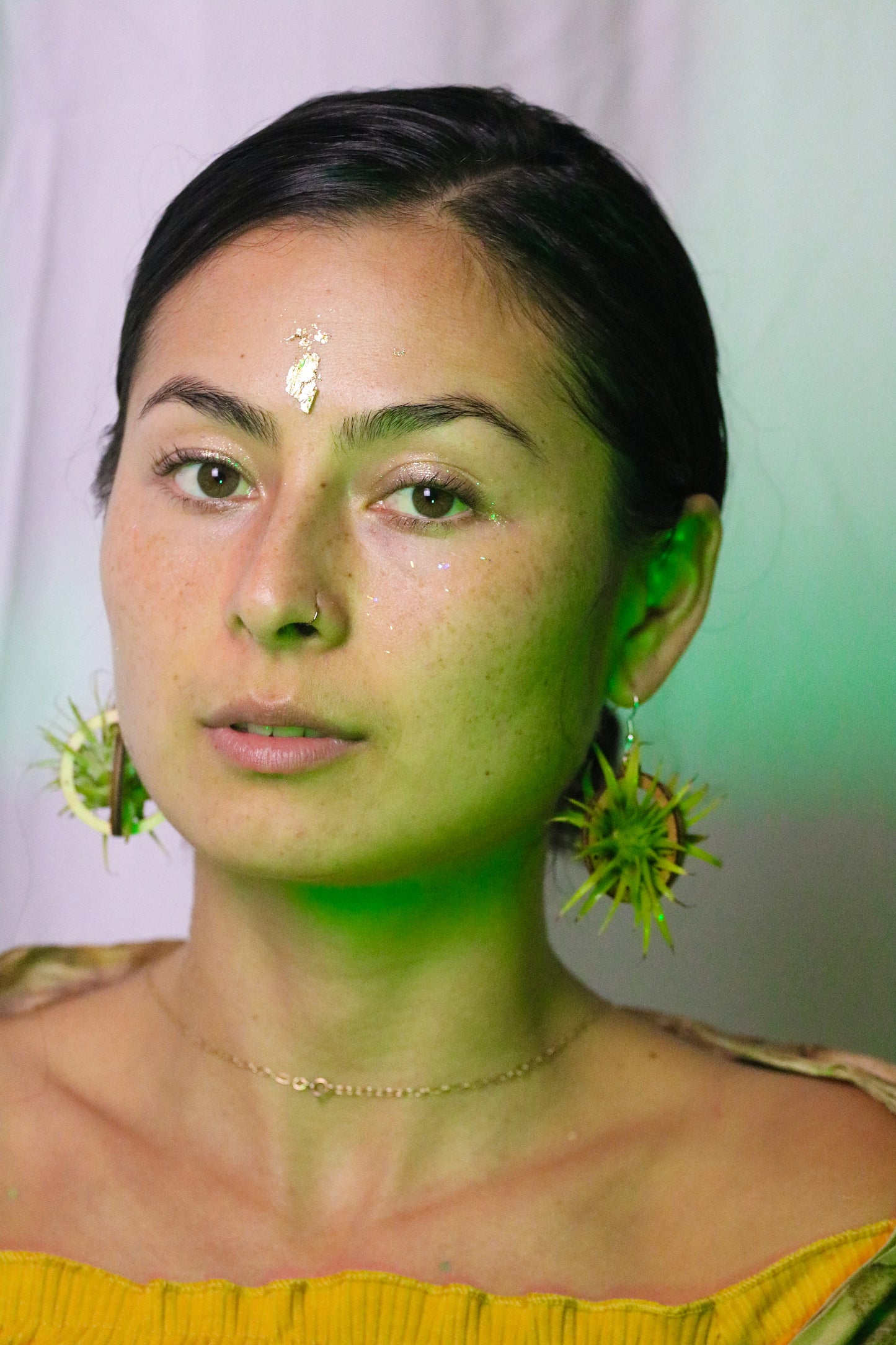 Lasercut Wooden Air Plant Orb Earrings ~ Japanese Tsugite Technique