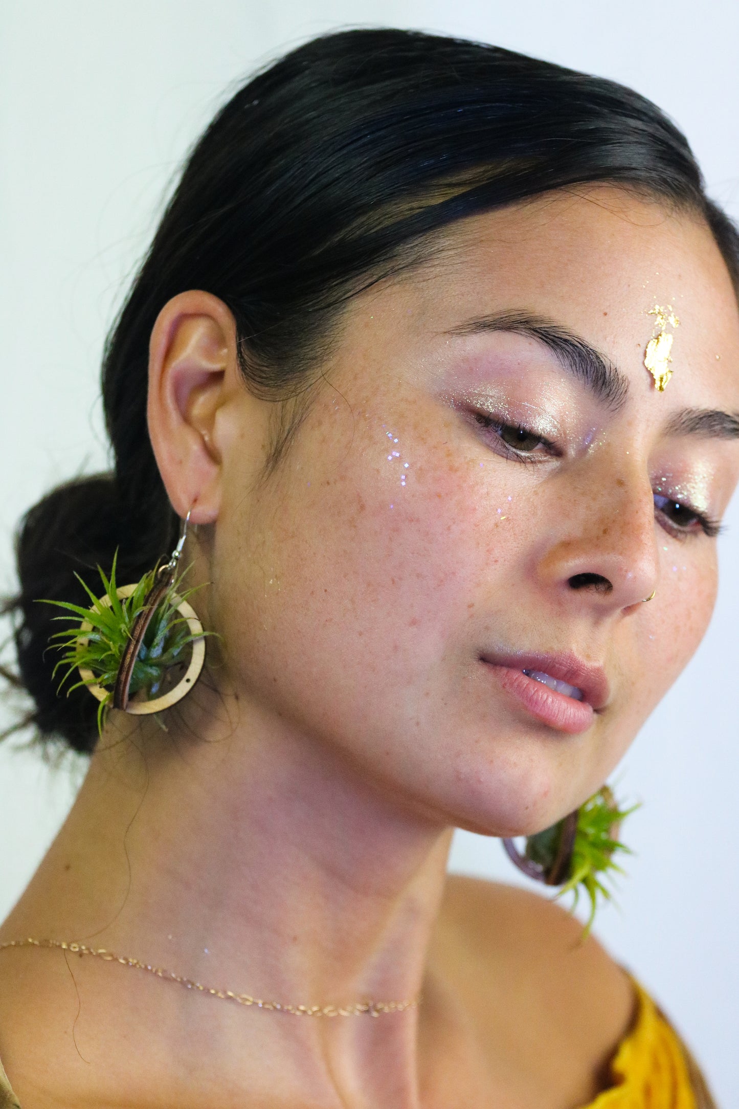 Lasercut Wooden Air Plant Orb Earrings ~ Japanese Tsugite Technique