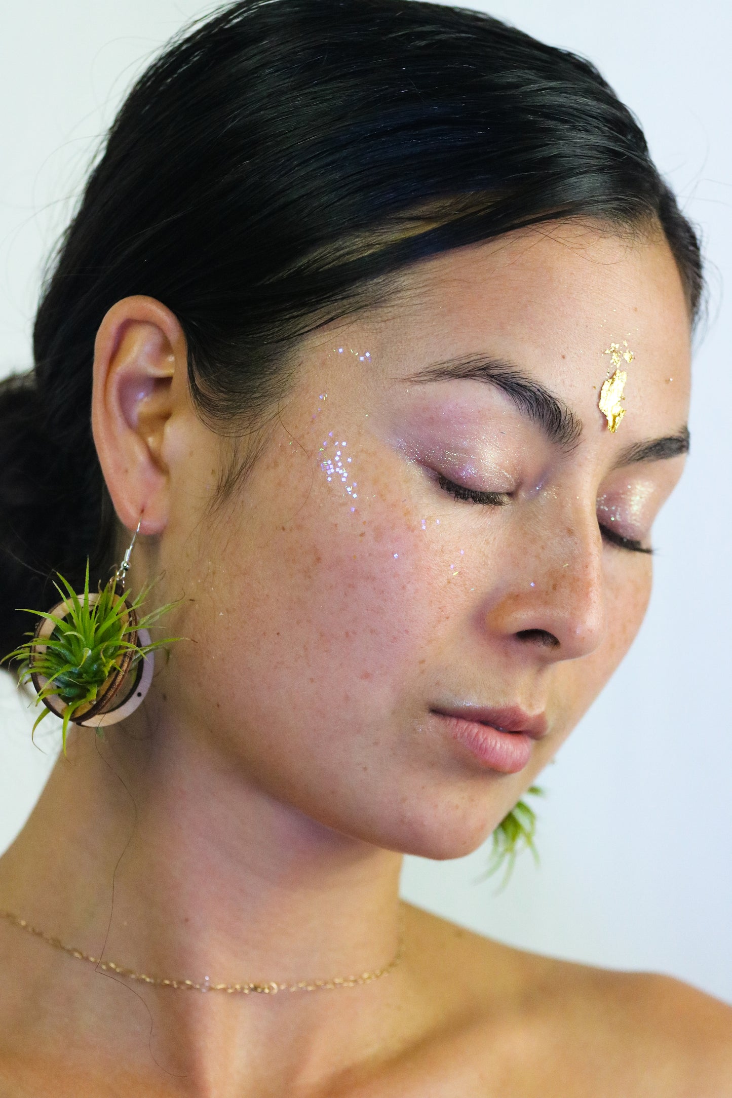 Lasercut Wooden Air Plant Orb Earrings ~ Japanese Tsugite Technique