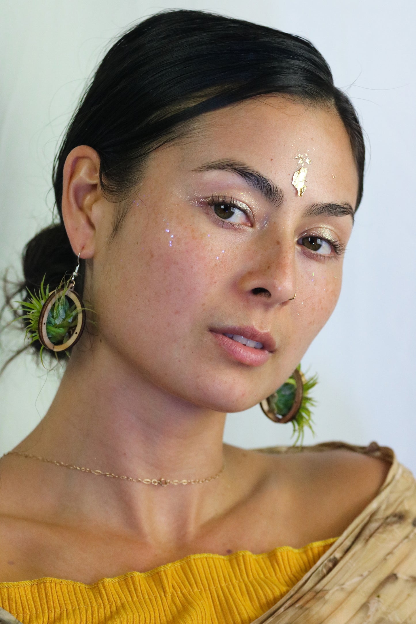 Lasercut Wooden Air Plant Orb Earrings ~ Japanese Tsugite Technique