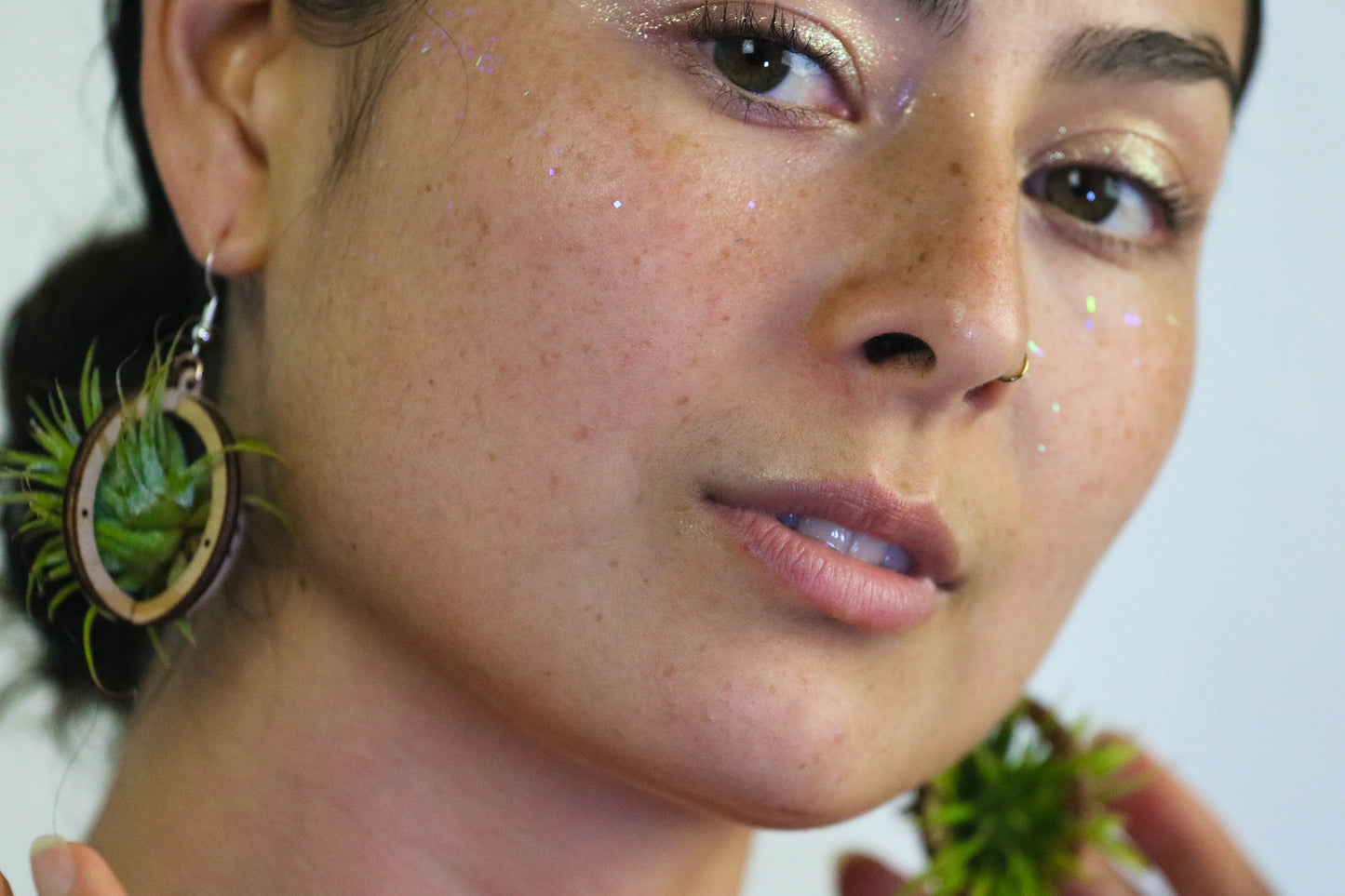 Lasercut Wooden Air Plant Orb Earrings ~ Japanese Tsugite Technique
