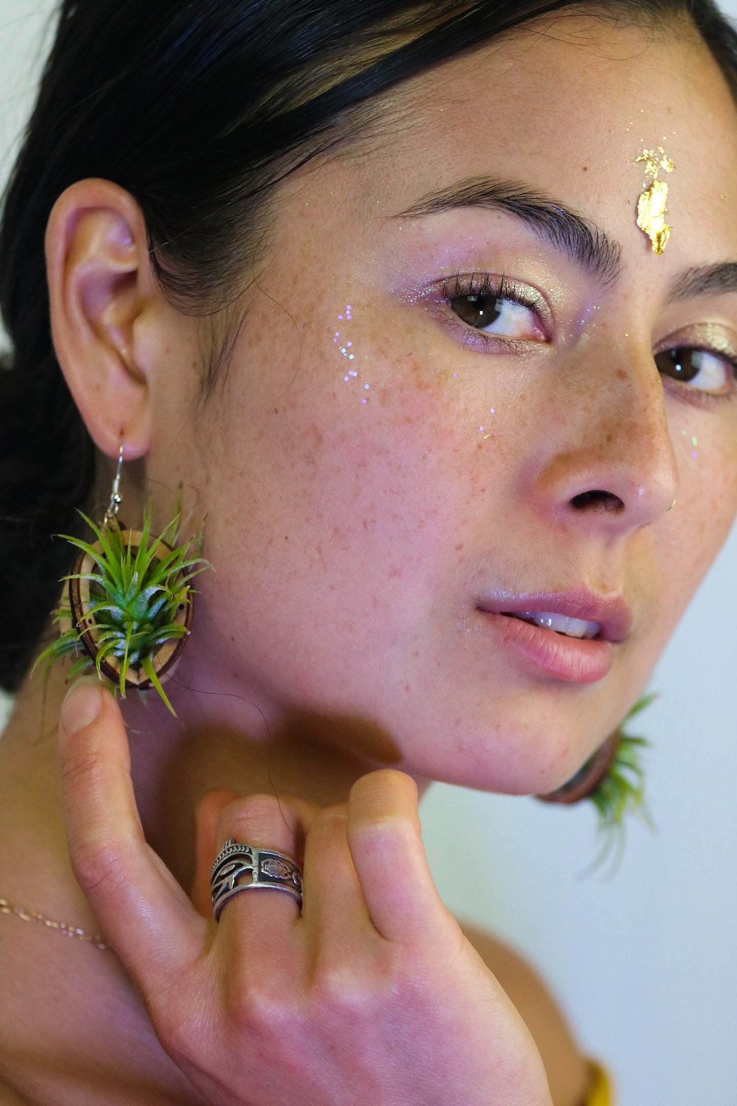 Lasercut Wooden Air Plant Orb Earrings ~ Japanese Tsugite Technique