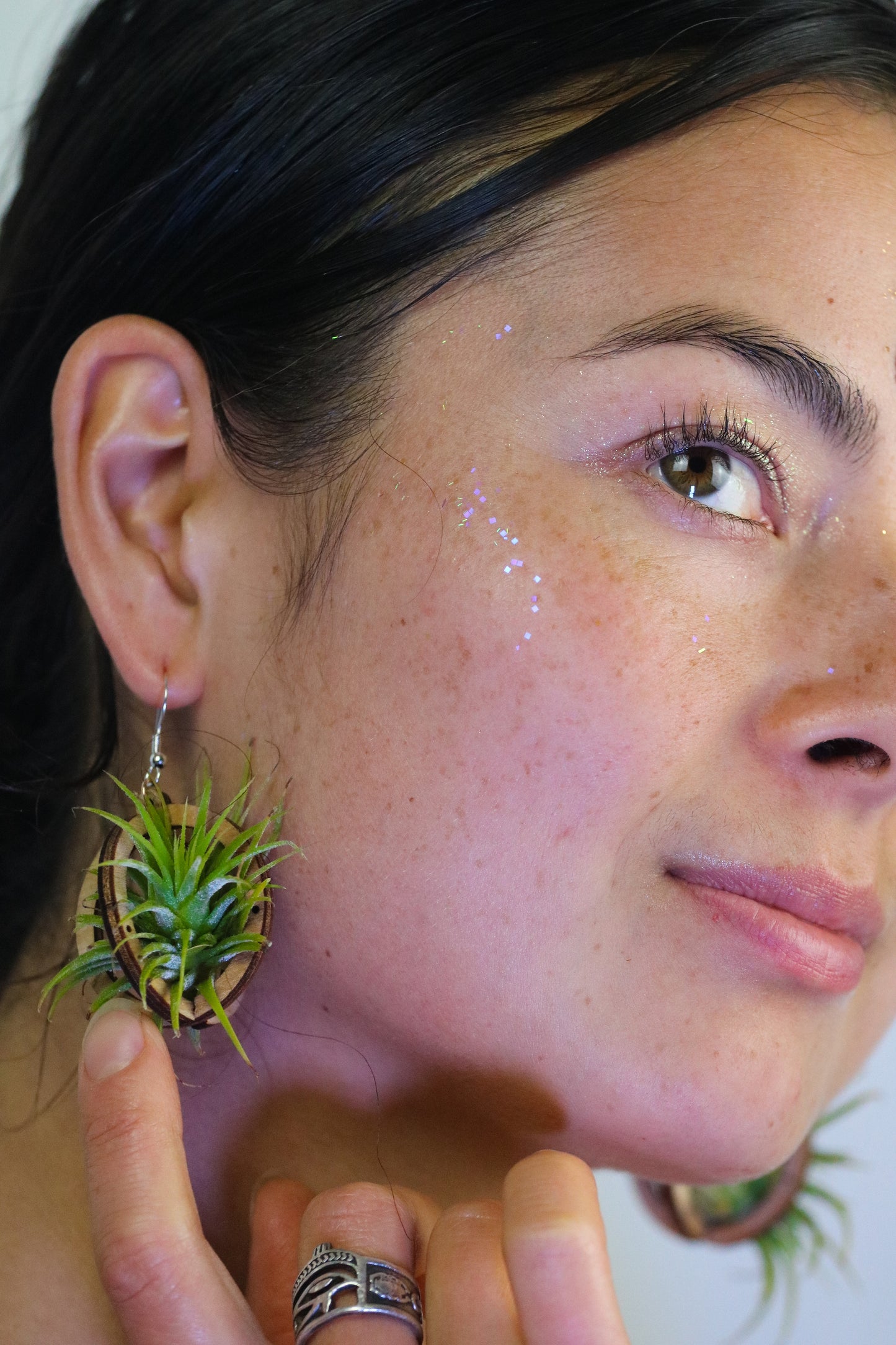 Lasercut Wooden Air Plant Orb Earrings ~ Japanese Tsugite Technique