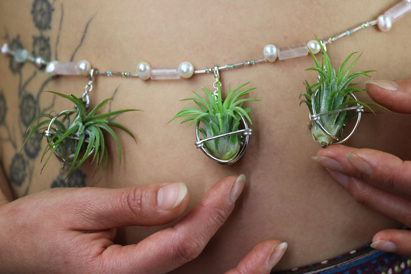 Air Plant Waist Beads Chain ~ Terrarium Orb & Octadedron Clips