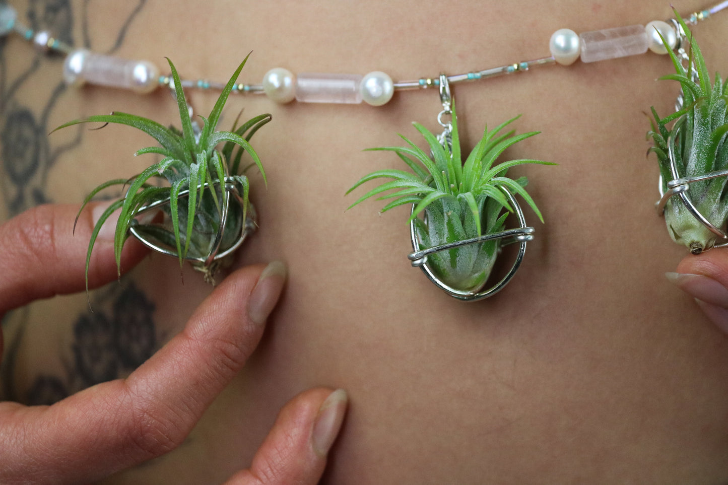 Air Plant Waist Beads Chain ~ Terrarium Orb & Octadedron Clips