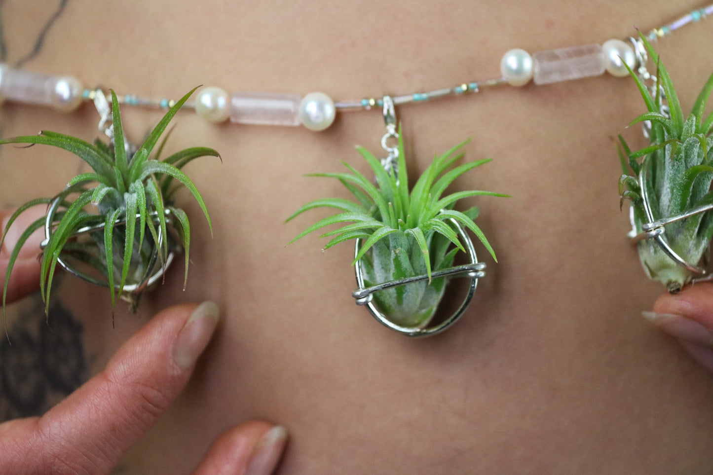 Air Plant Waist Beads Chain ~ Terrarium Orb & Octadedron Clips