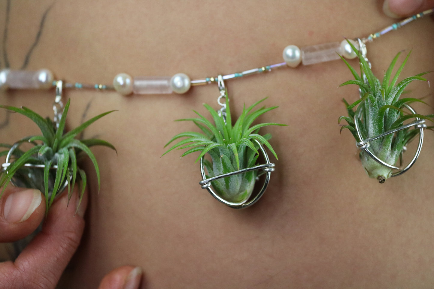 Air Plant Waist Beads Chain ~ Terrarium Orb & Octadedron Clips
