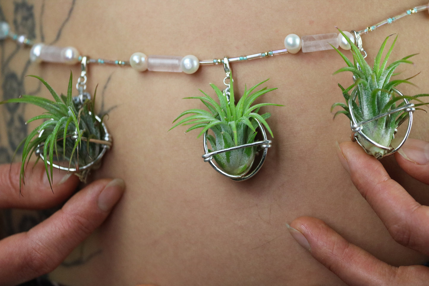Air Plant Waist Beads Chain ~ Terrarium Orb & Octadedron Clips