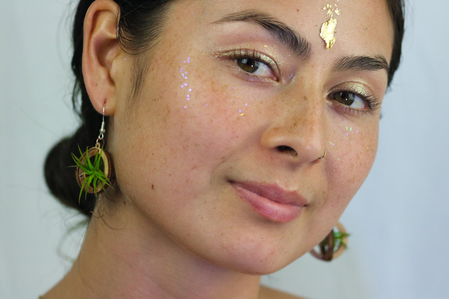 Lasercut Wooden Air Plant Orb Earrings ~ Japanese Tsugite Technique
