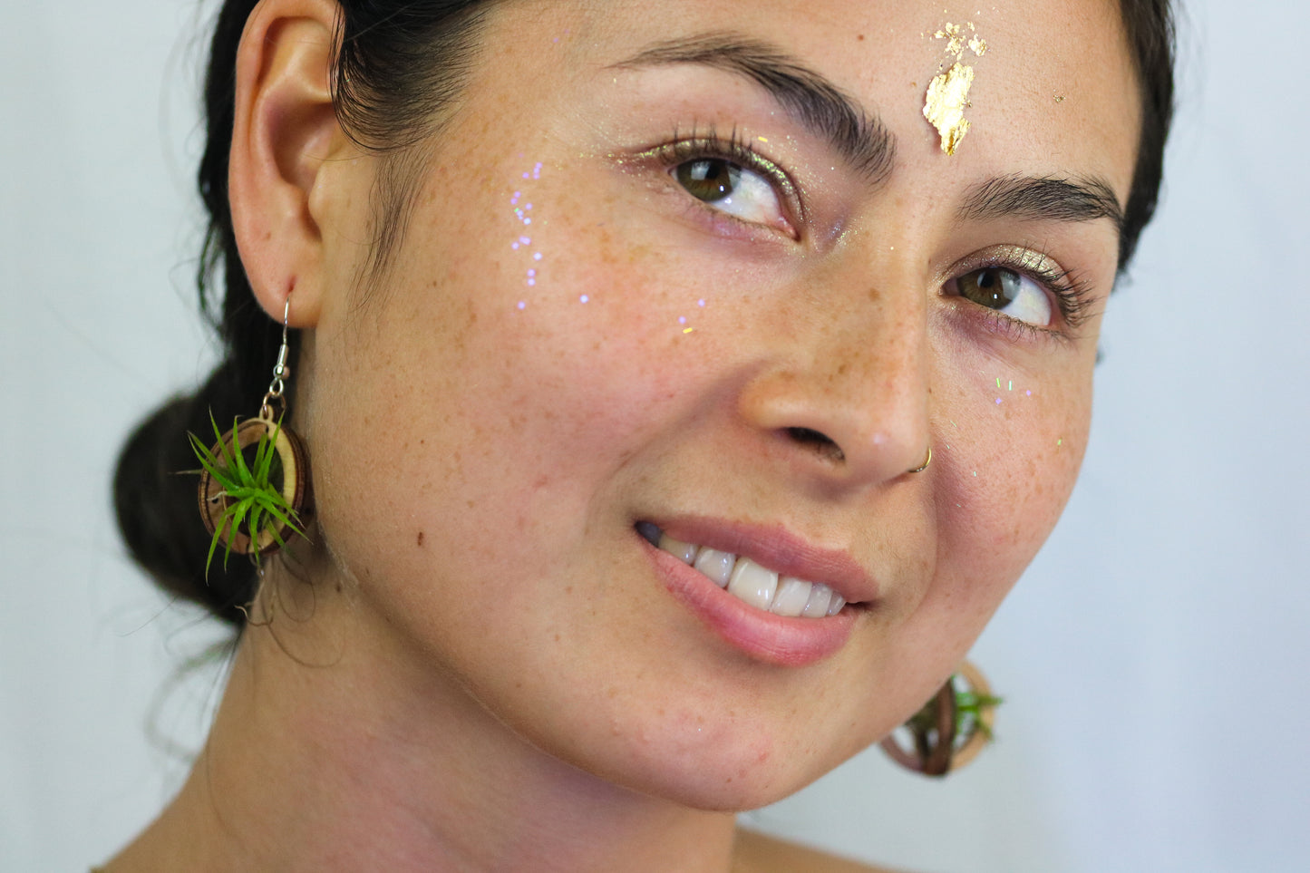 Lasercut Wooden Air Plant Orb Earrings ~ Japanese Tsugite Technique