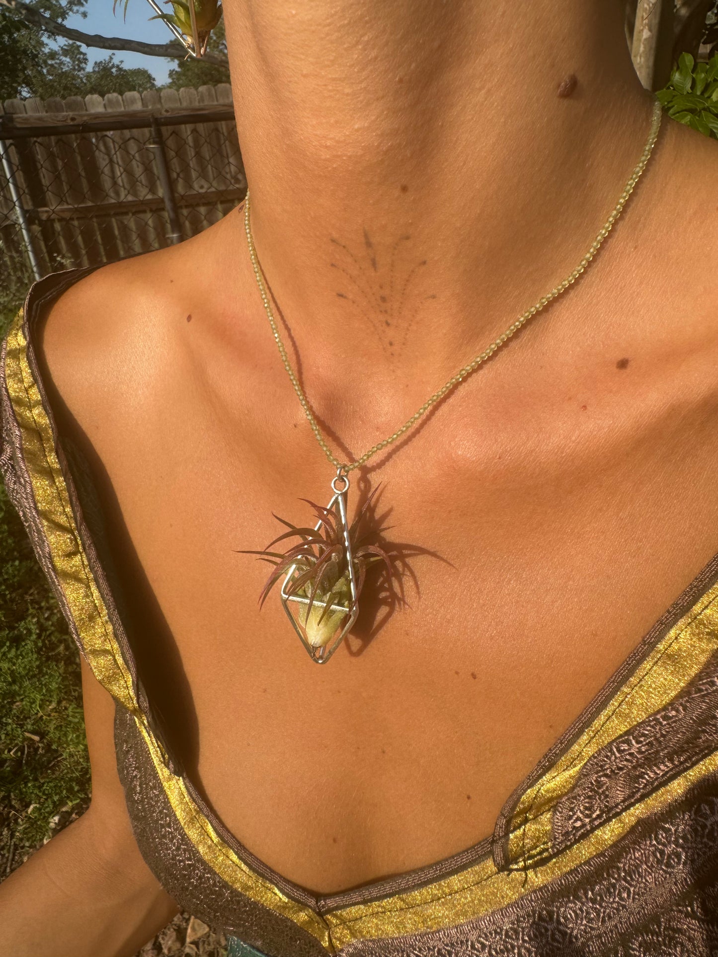 Luxury Air Plant Tetrahedron Pendant - 24K Gold / Solid Sterling Silver