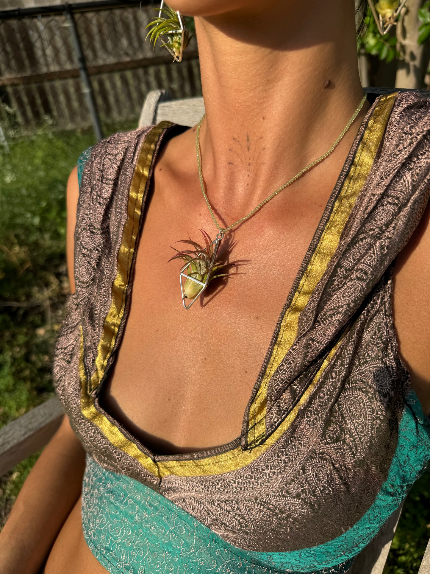 Luxury Air Plant Tetrahedron Pendant - 24K Gold / Solid Sterling Silver