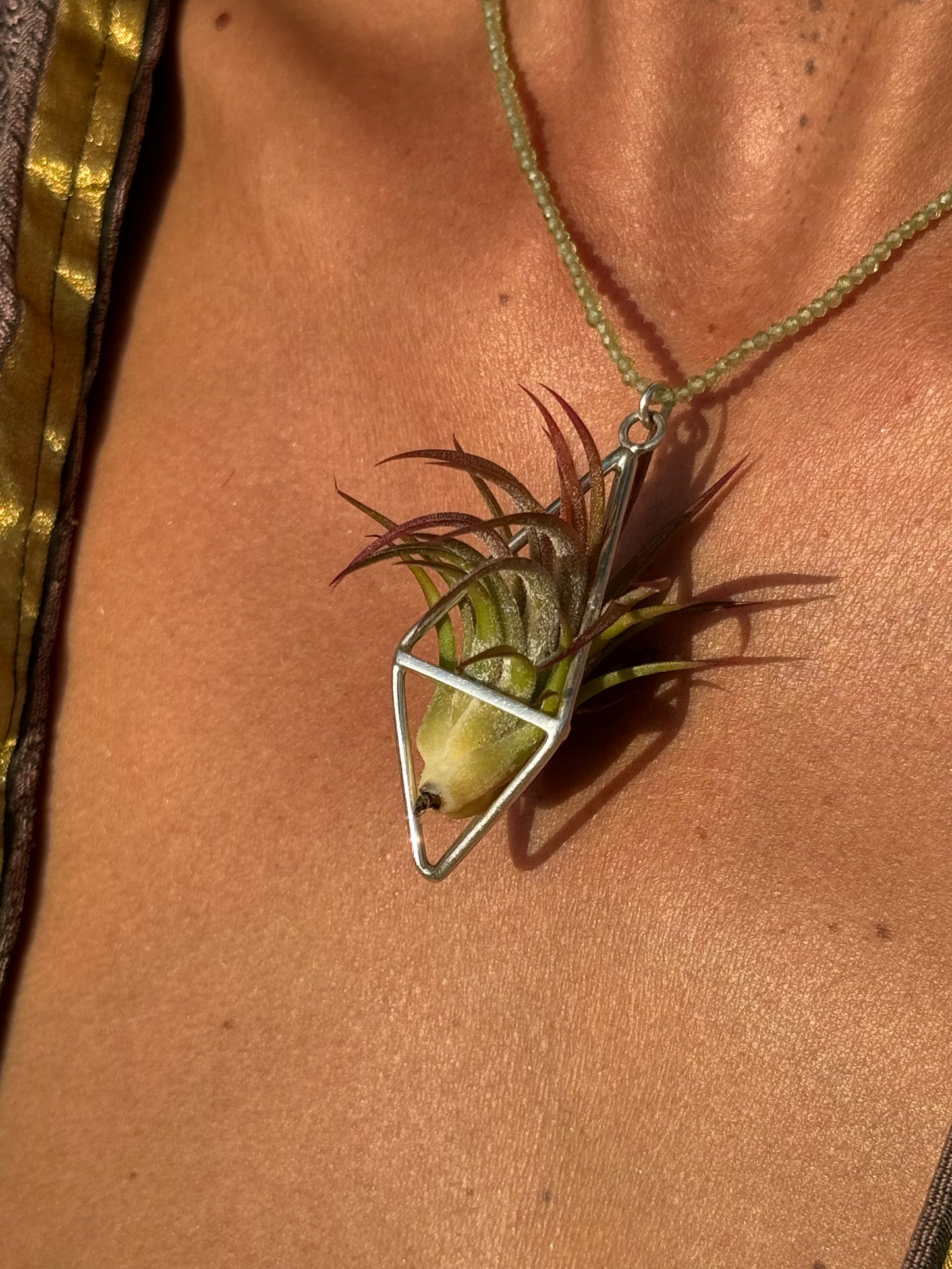 Luxury Air Plant Tetrahedron Pendant - 24K Gold / Solid Sterling Silver