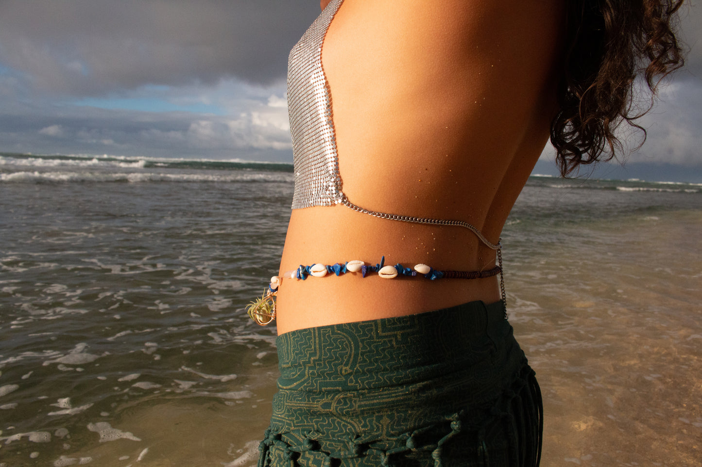 Air Plant Waist Beads Chain ~ Terrarium Orb & Octadedron Clips