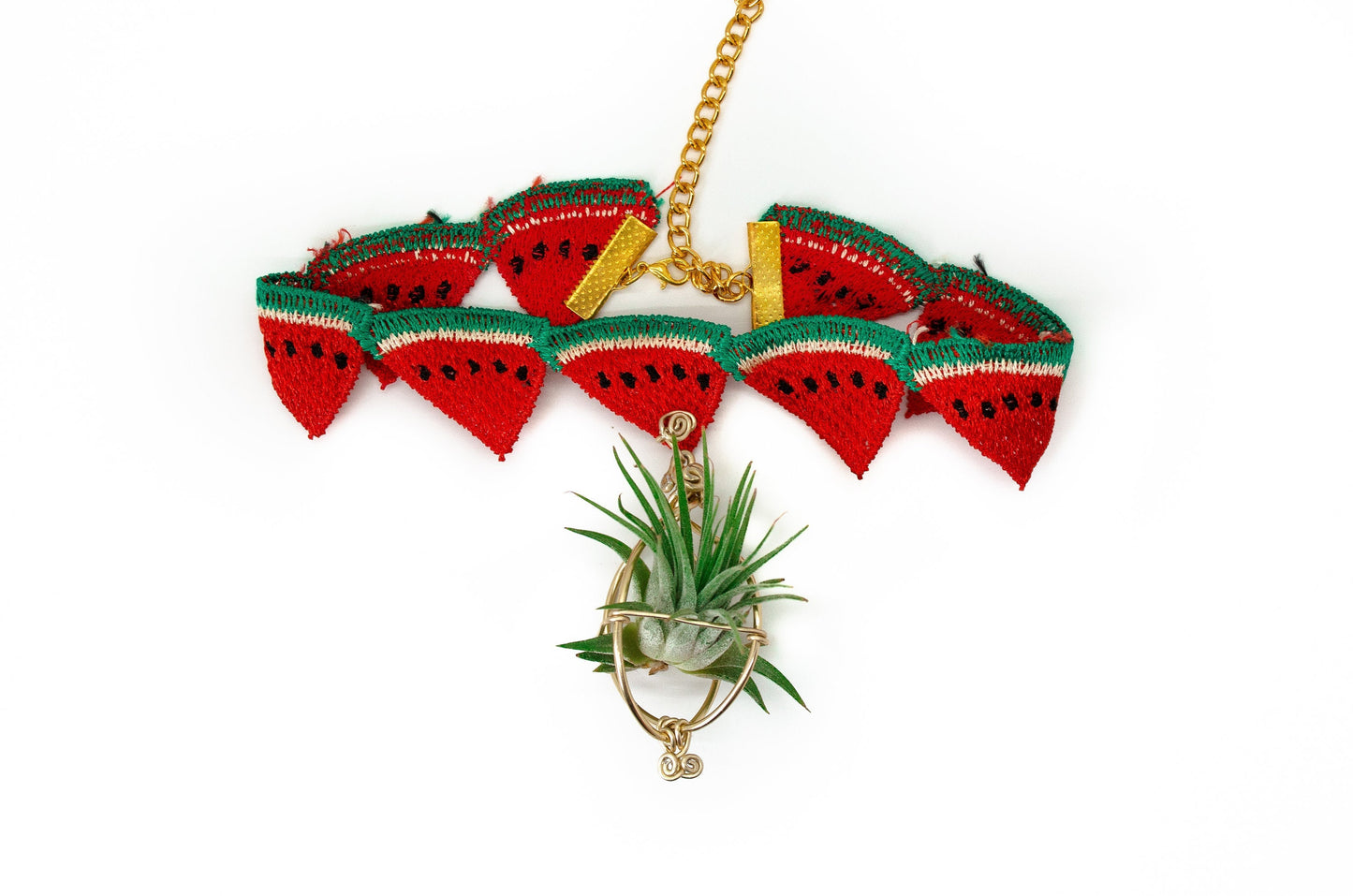 Air Plant Choker Pendant  ~  Fruity Chokers + Earrings Set (Cherry, Grape, Banana, Watermelon, Strawberry)))