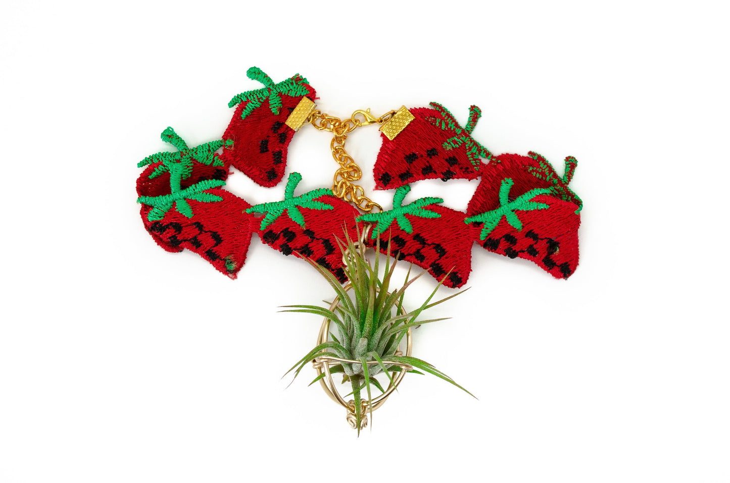 Air Plant Choker Pendant  ~  Fruity Chokers + Earrings Set (Cherry, Grape, Banana, Watermelon, Strawberry)))