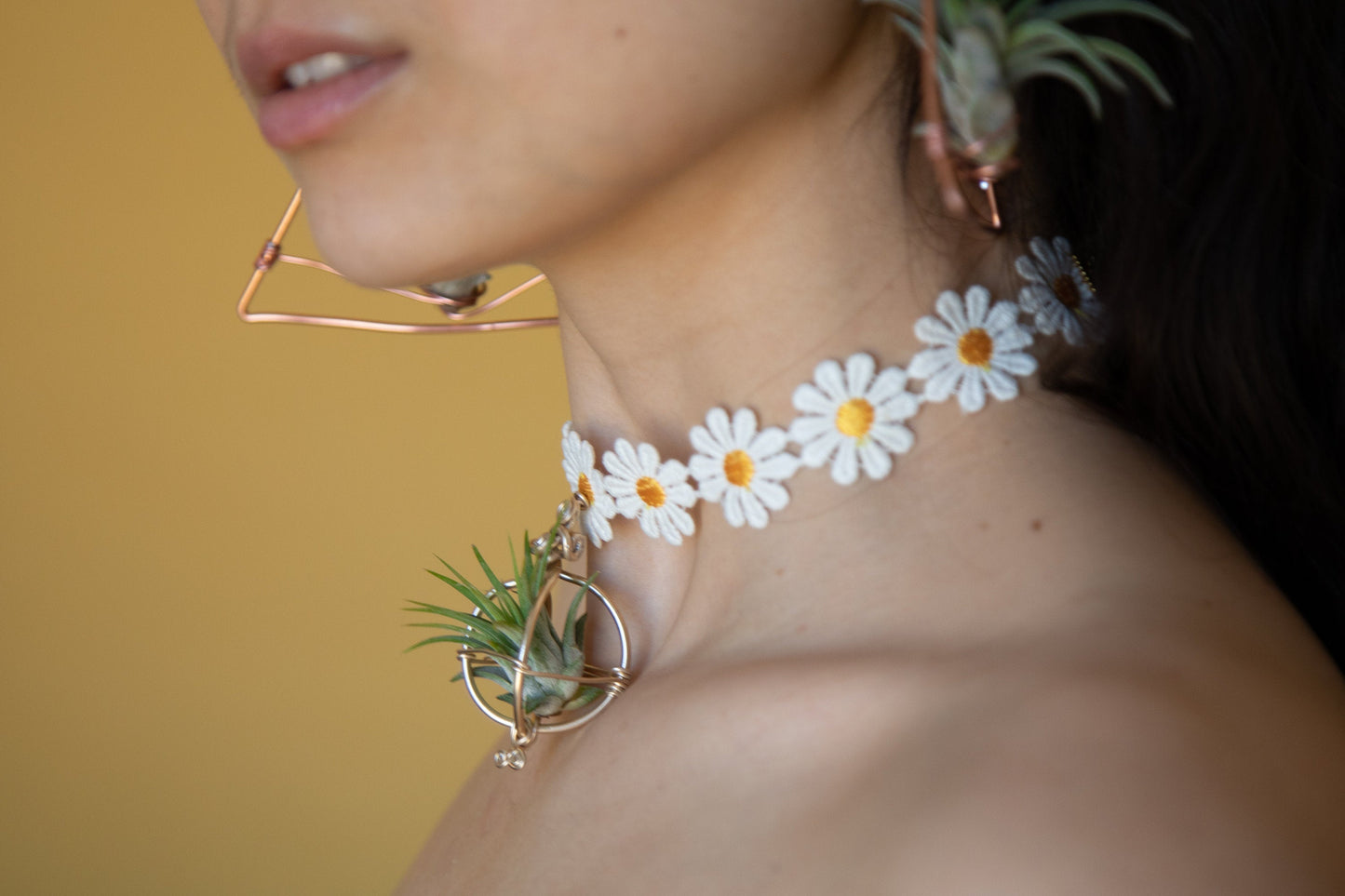 Air Plant Choker Pendant  ~  Fruity Chokers + Earrings Set (Cherry, Grape, Banana, Watermelon, Strawberry)))