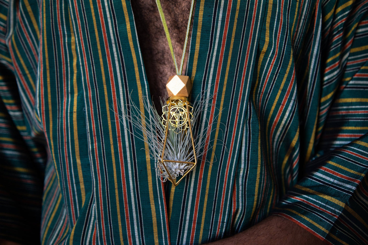 Air Plant Terrarium Sandalwood Bead Necklace ~ Buddha Monk Prayer Beads