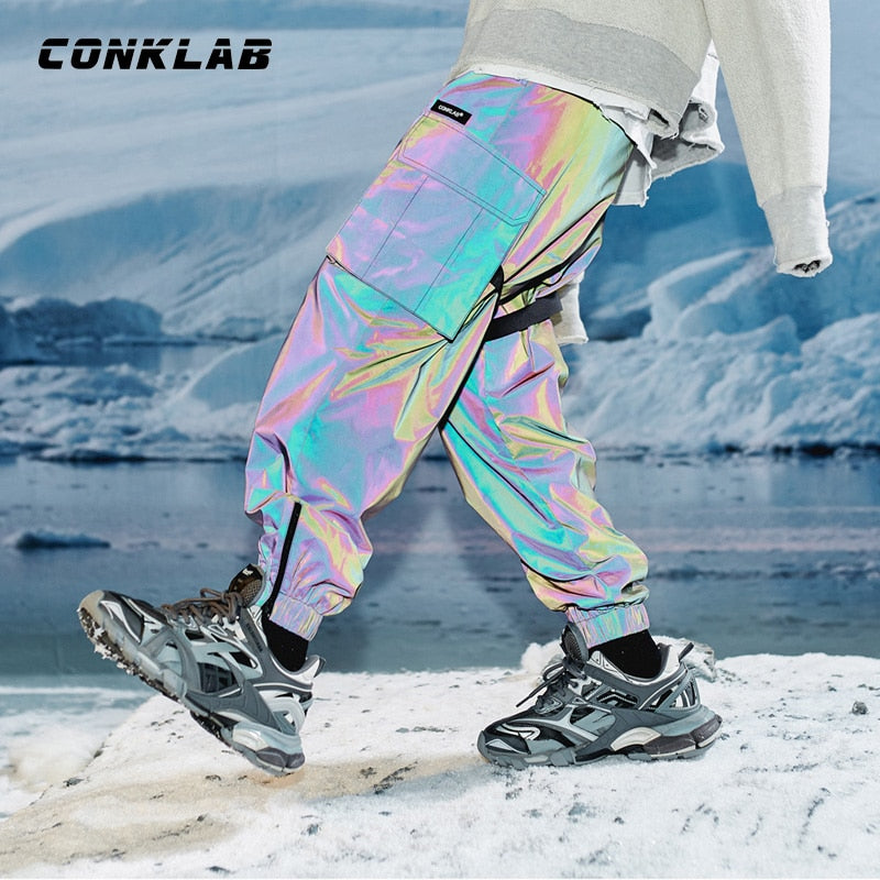 Reflective hip hop on sale pants