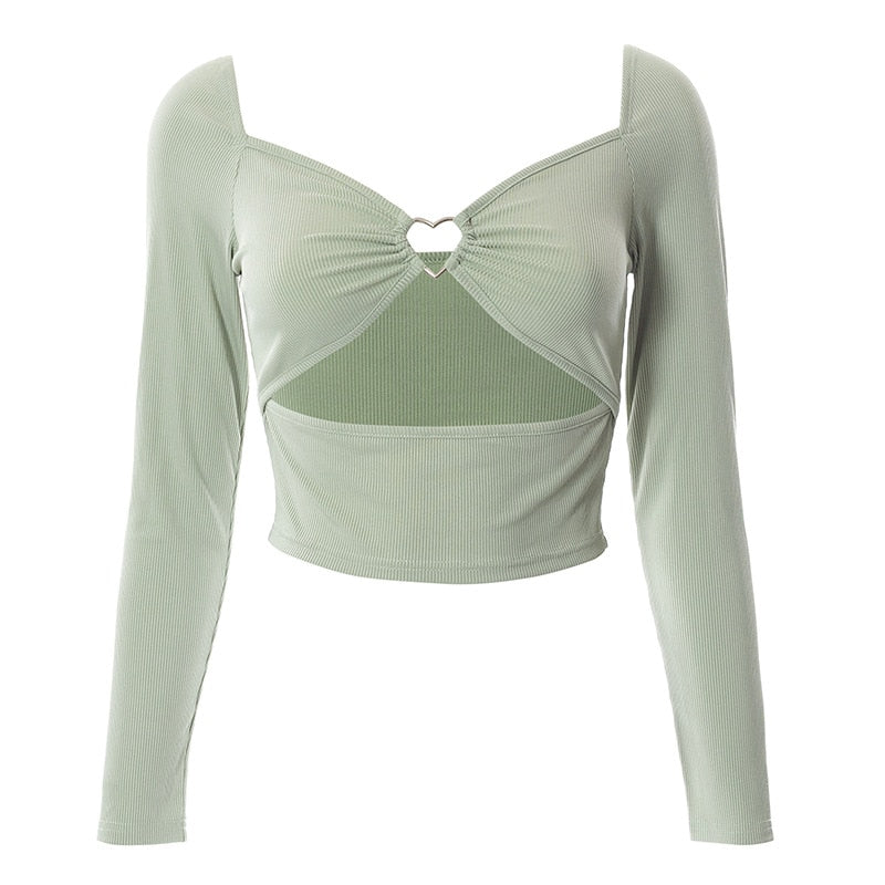 Mariko Hollow-Out V-neck Crop Top