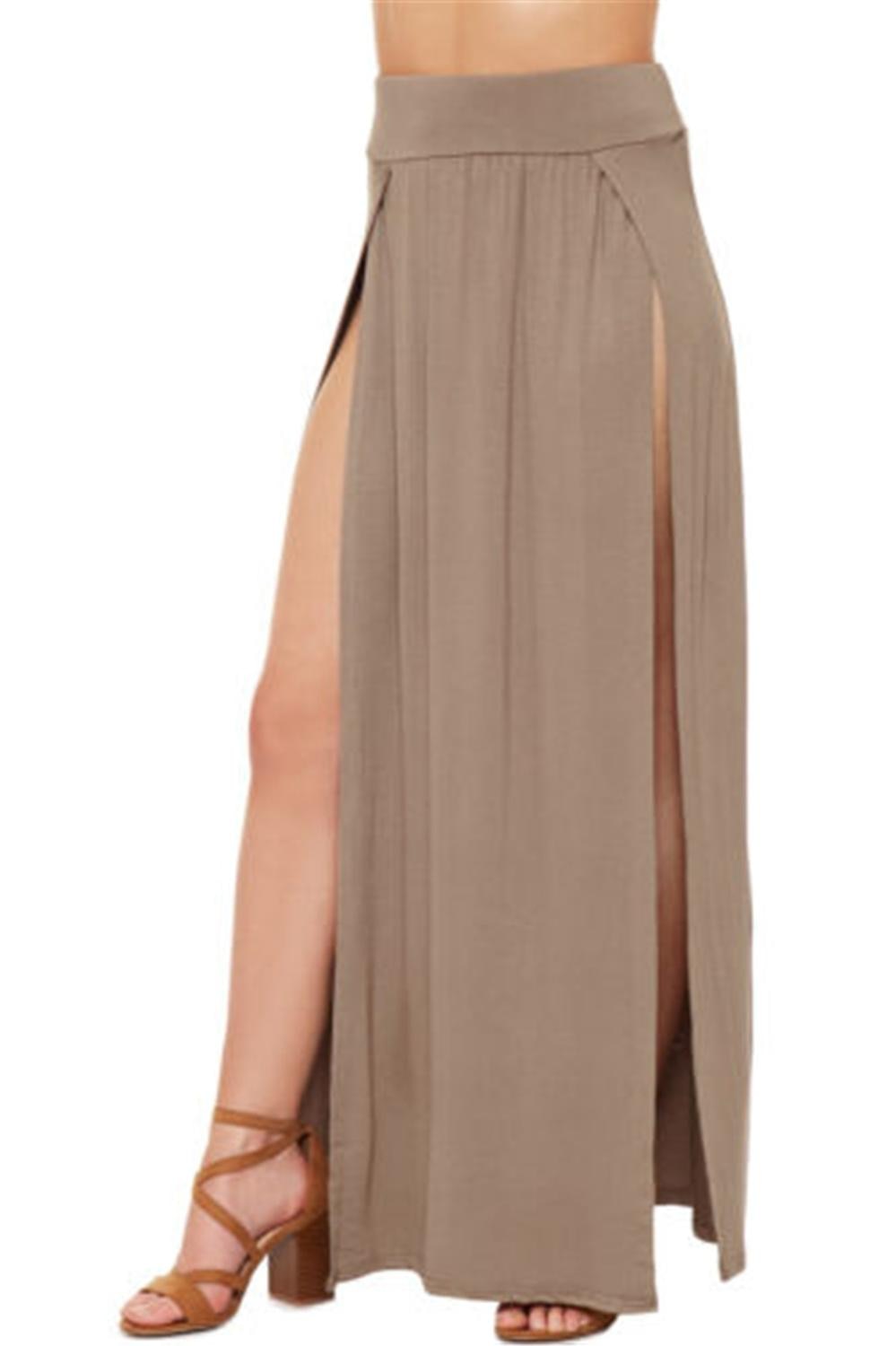 Asami High Waisted Sexy Double Slit Long Maxi Skirt