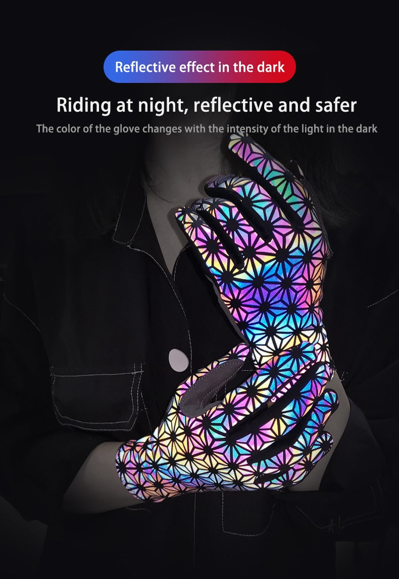 Ninja Avatar Warrior Sacred Geometry Reflective Holographic Rave Gloves