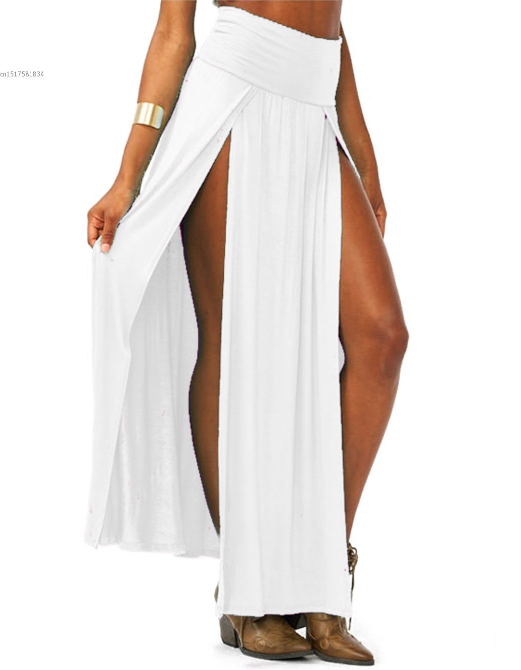Asami High Waisted Sexy Double Slit Long Maxi Skirt