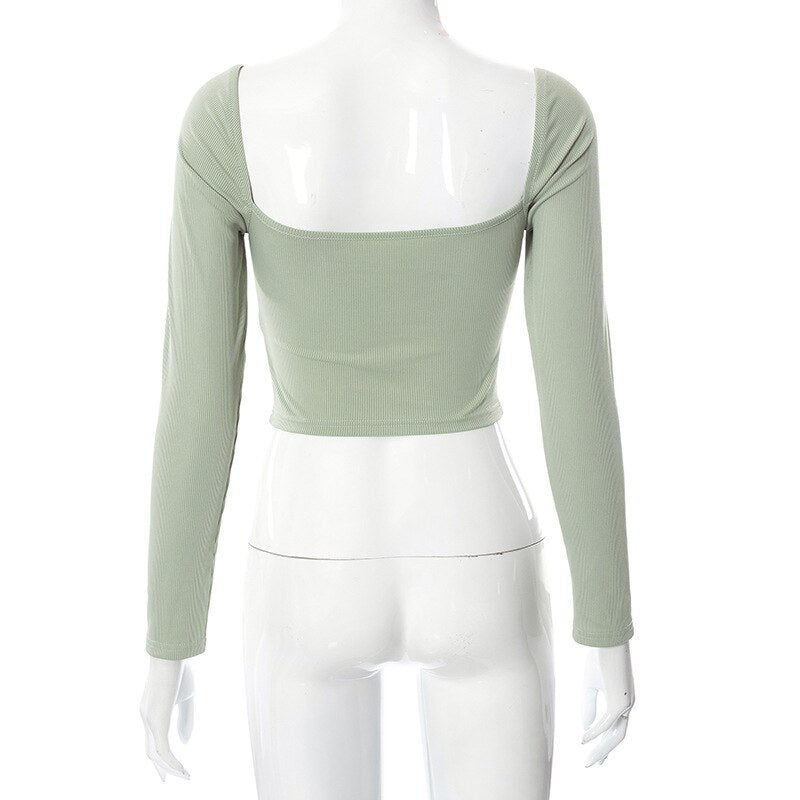 Mariko Hollow-Out V-neck Crop Top