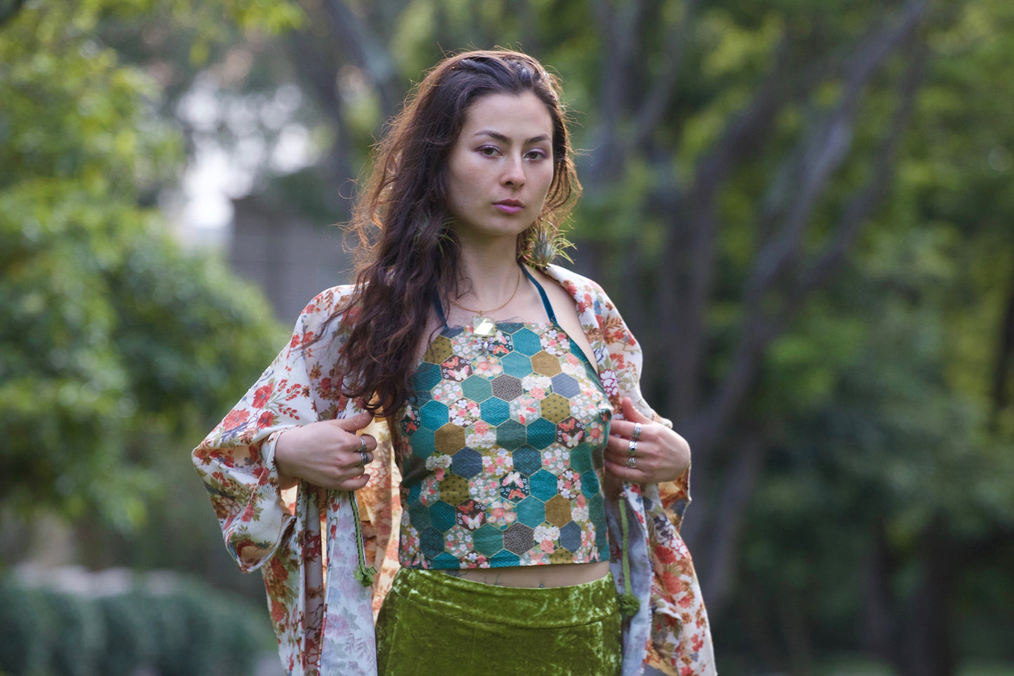 Kimono Fabric Halter Tops