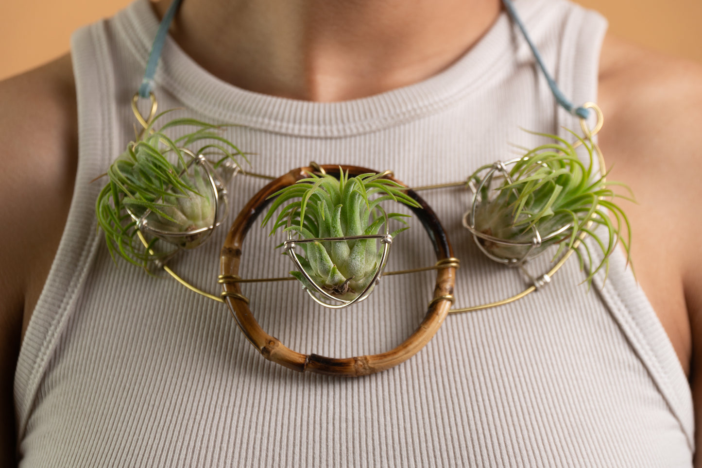 Air Plant Goddess Statement Collar Necklace ~ Warrior Bamboo Necklace