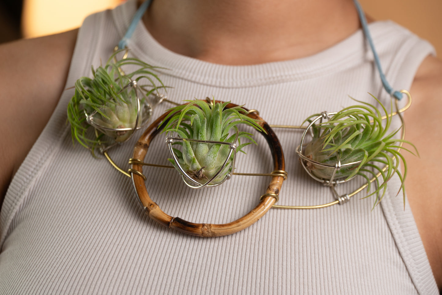 Air Plant Goddess Statement Collar Necklace ~ Warrior Bamboo Necklace