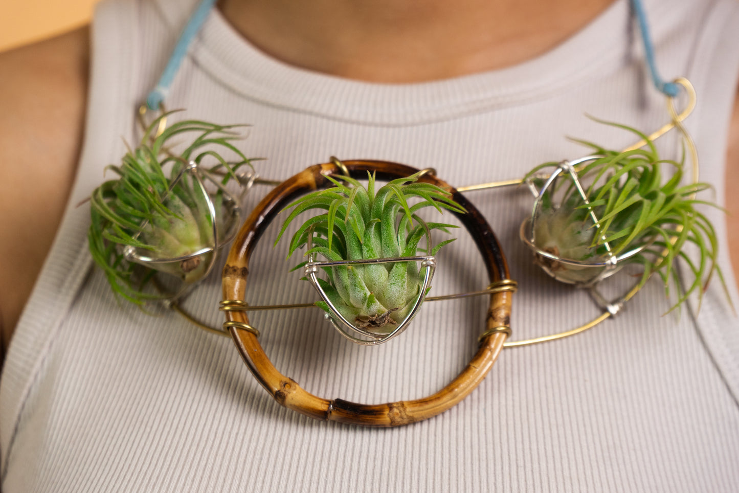 Air Plant Goddess Statement Collar Necklace ~ Warrior Bamboo Necklace