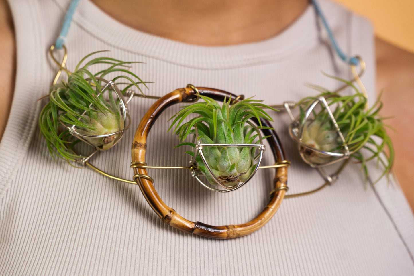 Air Plant Goddess Statement Collar Necklace ~ Warrior Bamboo Necklace