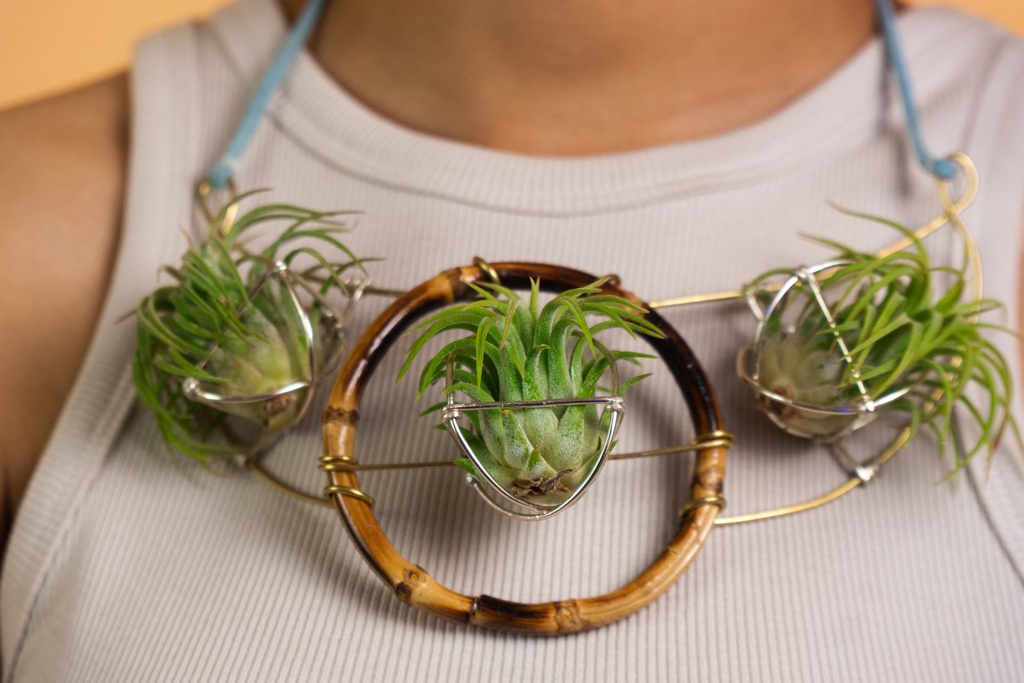 Air Plant Goddess Statement Collar Necklace ~ Warrior Bamboo Necklace