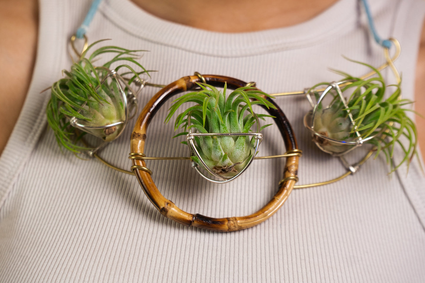 Air Plant Goddess Statement Collar Necklace ~ Warrior Bamboo Necklace