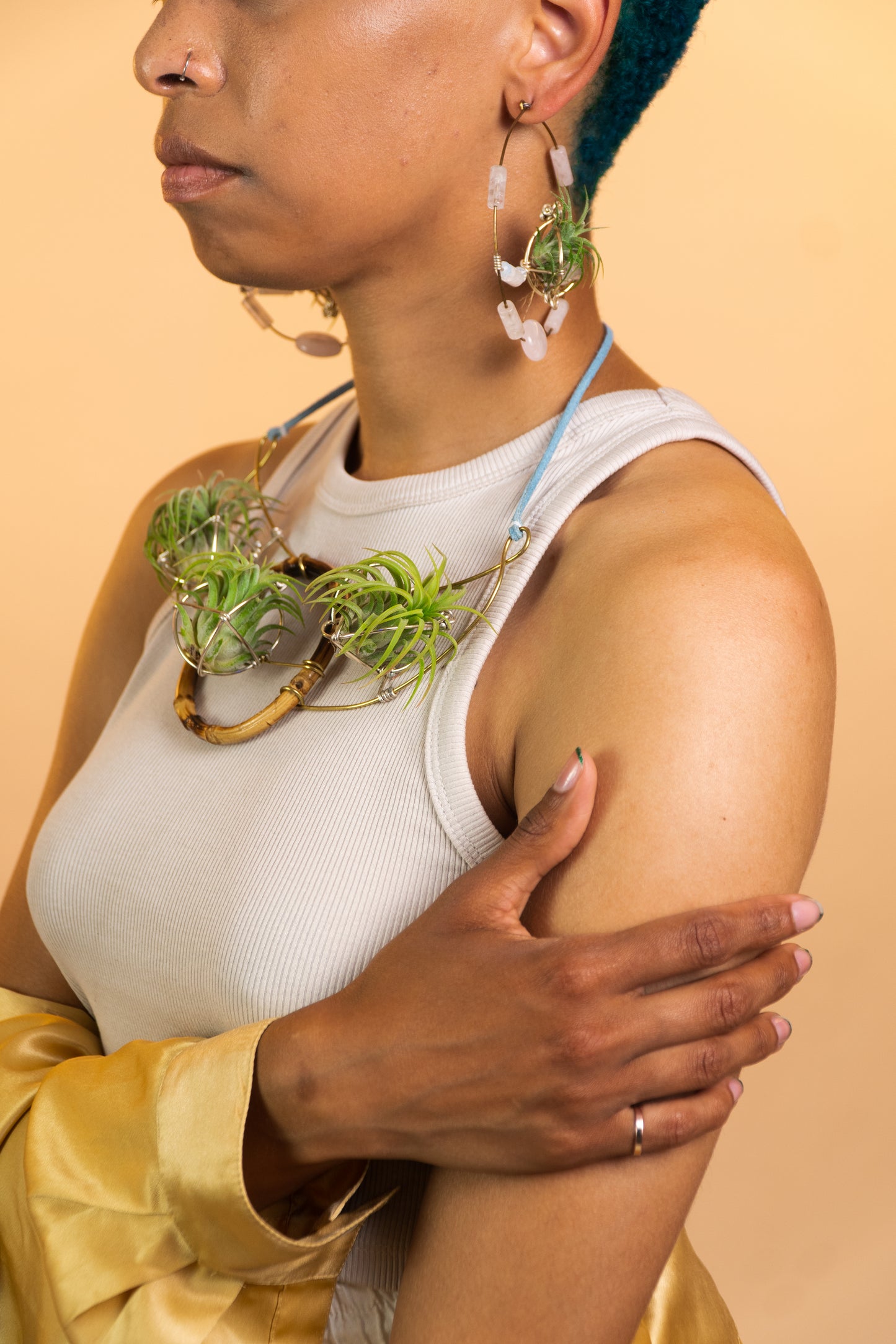 Air Plant Goddess Statement Collar Necklace ~ Warrior Bamboo Necklace