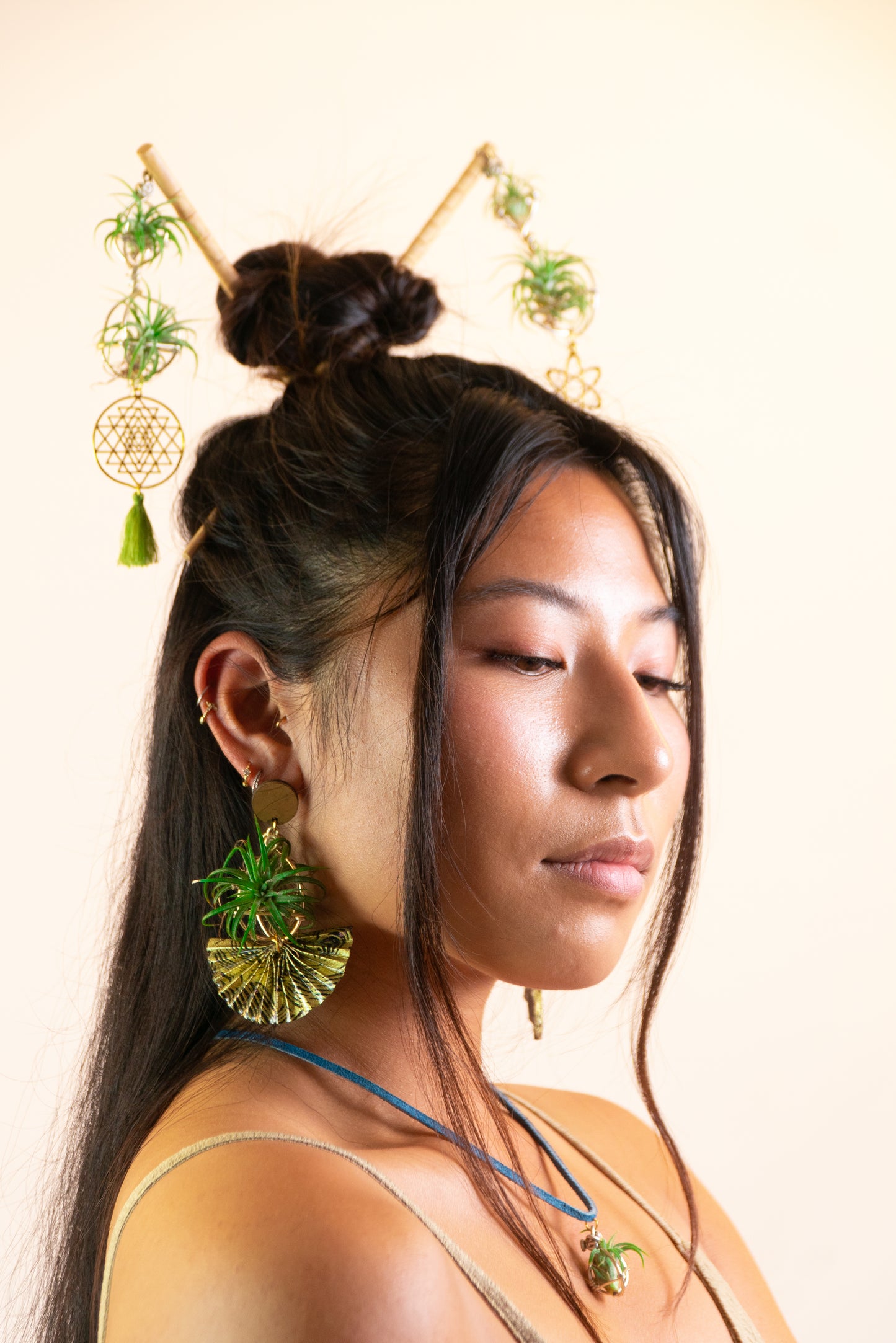 Origami Fan Air Plant Earrings