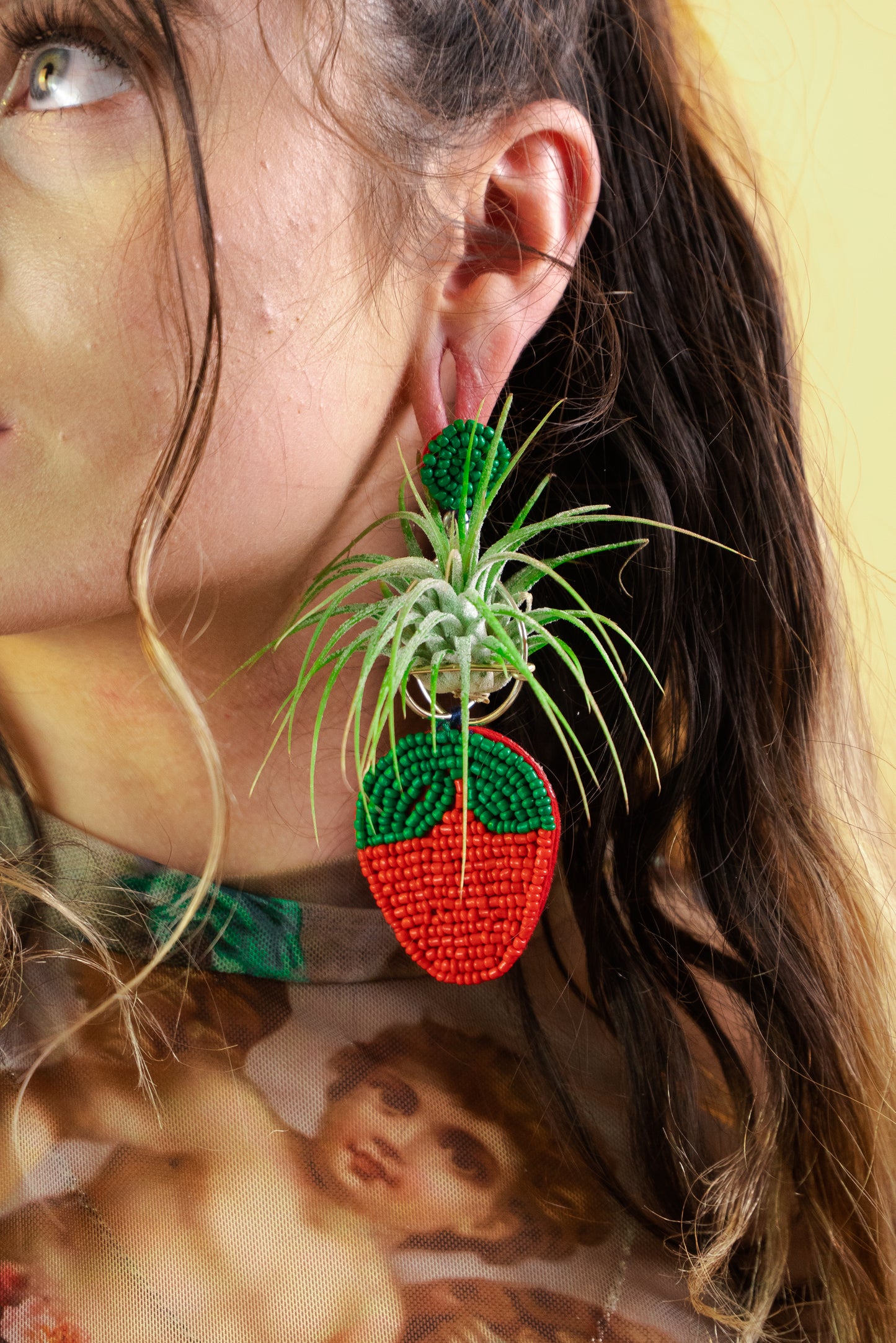 Strawberry Air Plant Earrings ~ Straw-bAiry