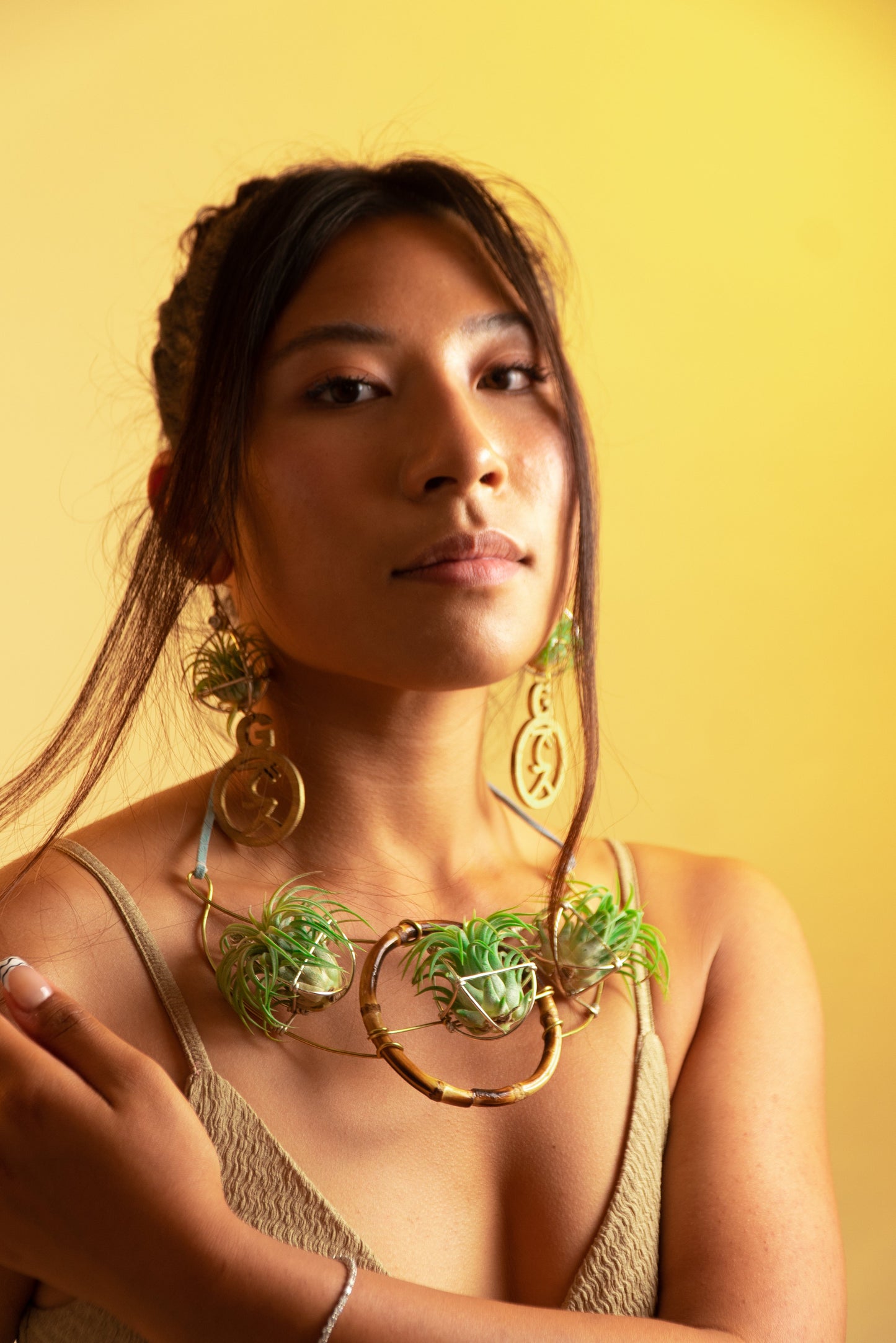 Air Plant Goddess Statement Collar Necklace ~ Warrior Bamboo Necklace