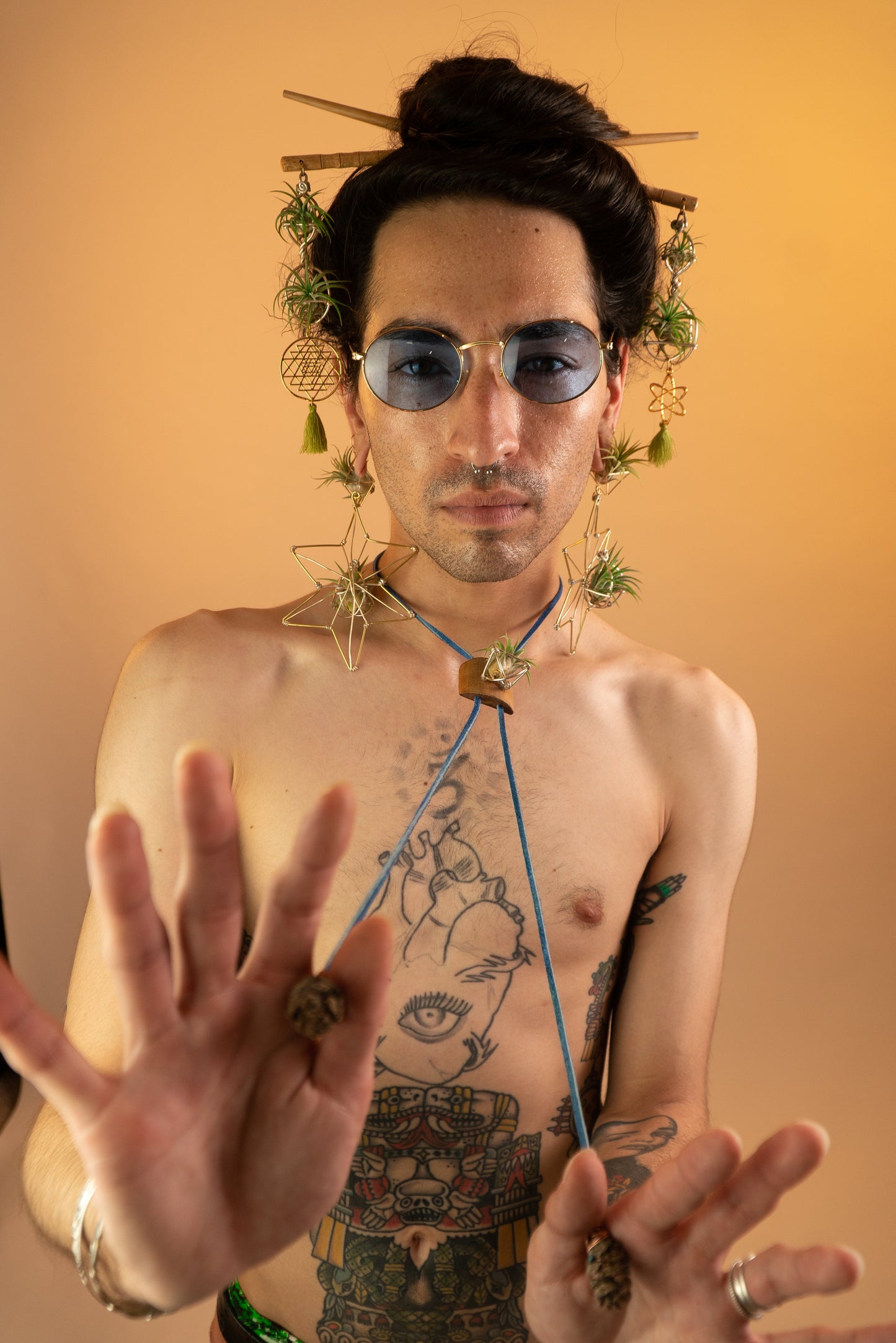 Living Air Plant Bolo Tie + Pinecone Charms