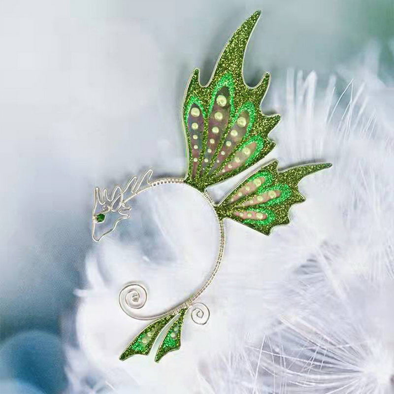 Aurora Iridescent Butterfly Dragon Wing Ear Cuffs