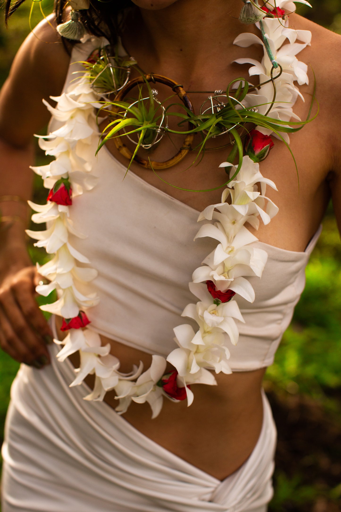 Air Plant Goddess Statement Collar Necklace ~ Warrior Bamboo Necklace