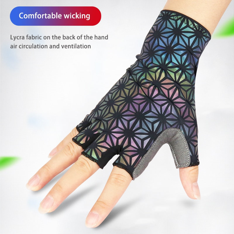 Ninja Avatar Warrior Sacred Geometry Reflective Holographic Rave Gloves