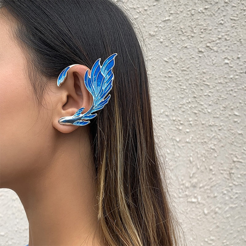 Aurora Iridescent Butterfly Dragon Wing Ear Cuffs
