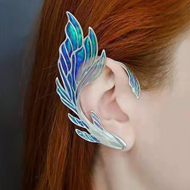 Aurora Iridescent Butterfly Dragon Wing Ear Cuffs