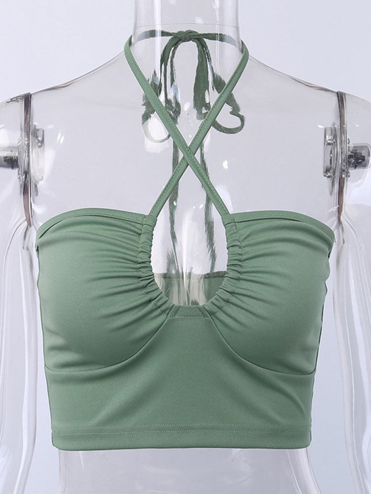 Jade Kiana Cross Lace Halter Tube Top