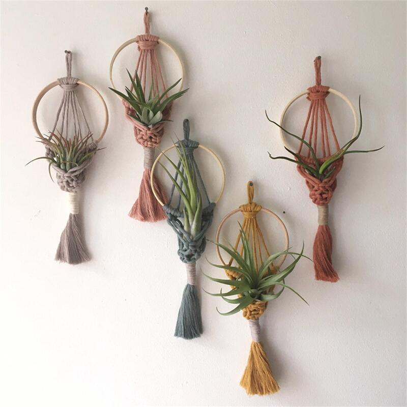 bohemian macrame plant hanger Haruko Bohemian Macrame Hanging Air Plant Holder – AirPlantNina Symbiotic Living Jewelry