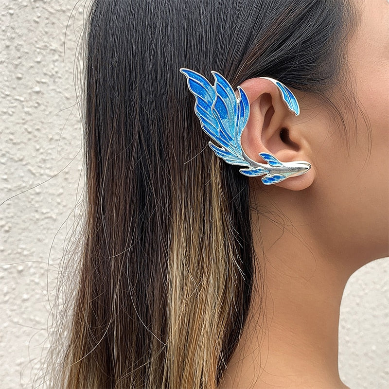 Aurora Iridescent Butterfly Dragon Wing Ear Cuffs